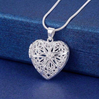 Sterling Silver Heart Keepsake Locket Necklace