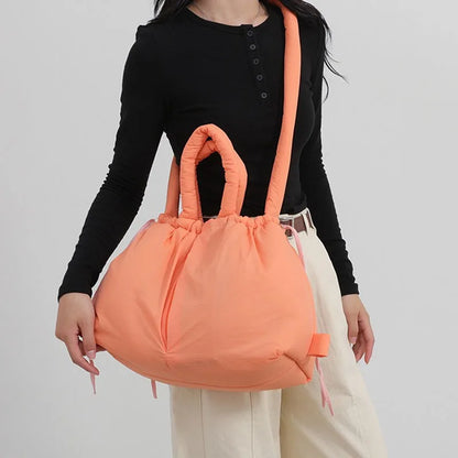 Cloud Puffer Drawstring Crossbody Tote