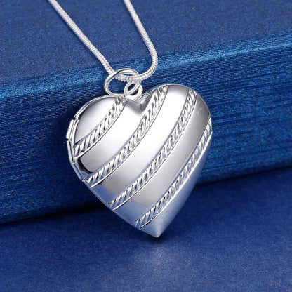 Sterling Silver Heart Keepsake Locket Necklace