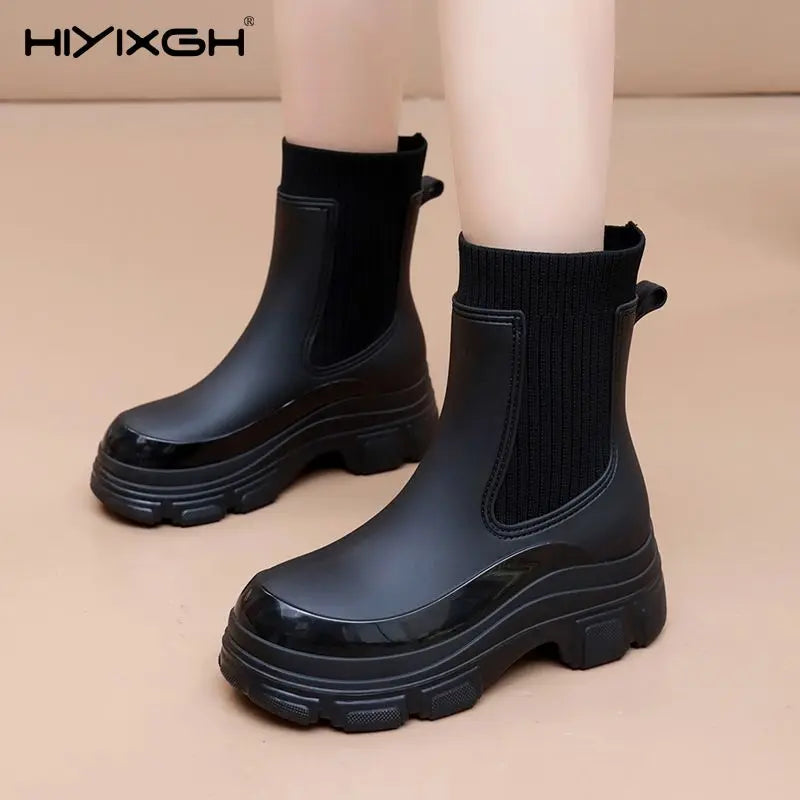 Chunky Platform Chelsea Rain Boots