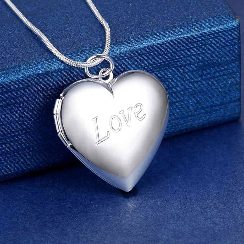 Sterling Silver Heart Keepsake Locket Necklace