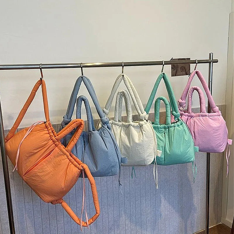 Cloud Puffer Drawstring Crossbody Tote